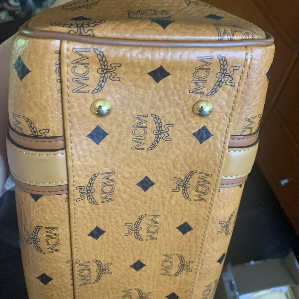 MCM Cognac Brown Visetos Dome Satchel with Gold Hardware - Picture 11 of 11